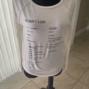 White Graphic Long Sleeve Top - Size Medium